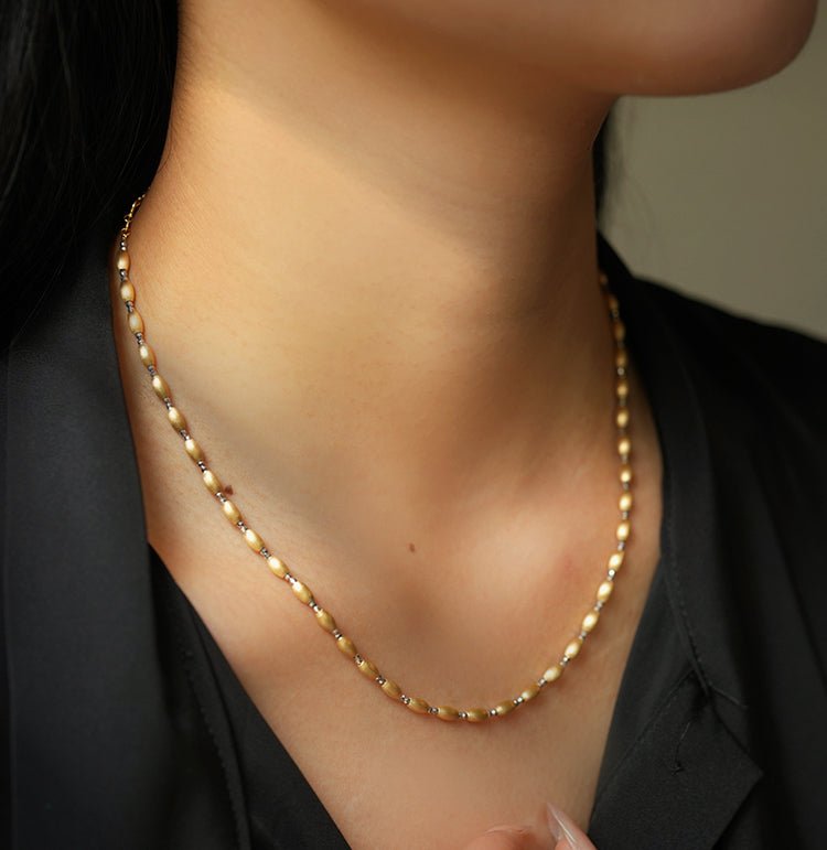 K18YG イエローゴールド 18K ネックレス フォガロチェーン チェーンネックレス ミラーボール WG ホワイトゴールド ビーズネックレス - Jewelry Hills Tokyo