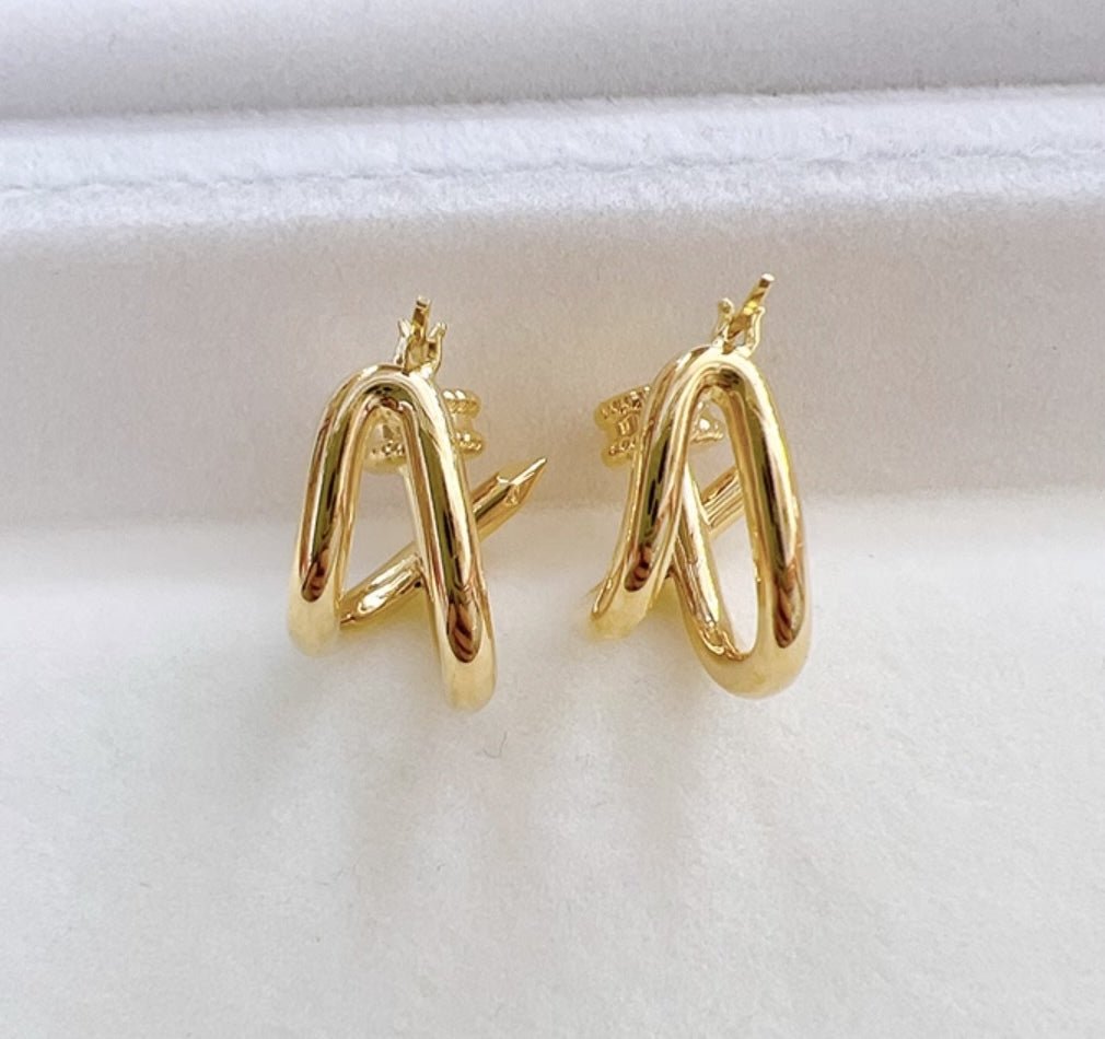 K18YG イエローゴールド 18K ピアス フープピアス リングピアス イタリアンジュエリー 輪っか 釘 釘モチーフ 中空 X - Jewelry Hills Tokyo