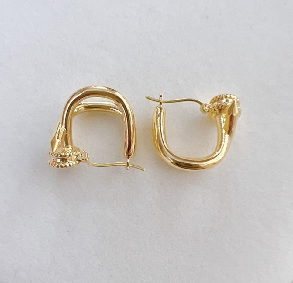 K18YG イエローゴールド 18K ピアス フープピアス リングピアス イタリアンジュエリー 輪っか 釘 釘モチーフ 中空 X - Jewelry Hills Tokyo