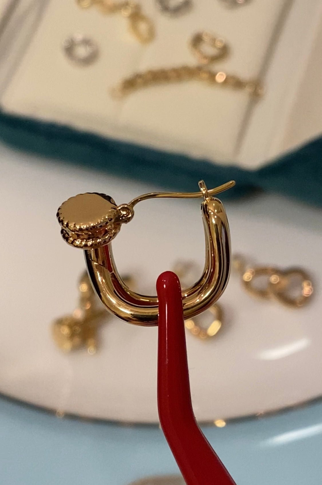 K18YG イエローゴールド 18K ピアス フープピアス リングピアス イタリアンジュエリー 輪っか 釘 釘モチーフ 中空 X - Jewelry Hills Tokyo