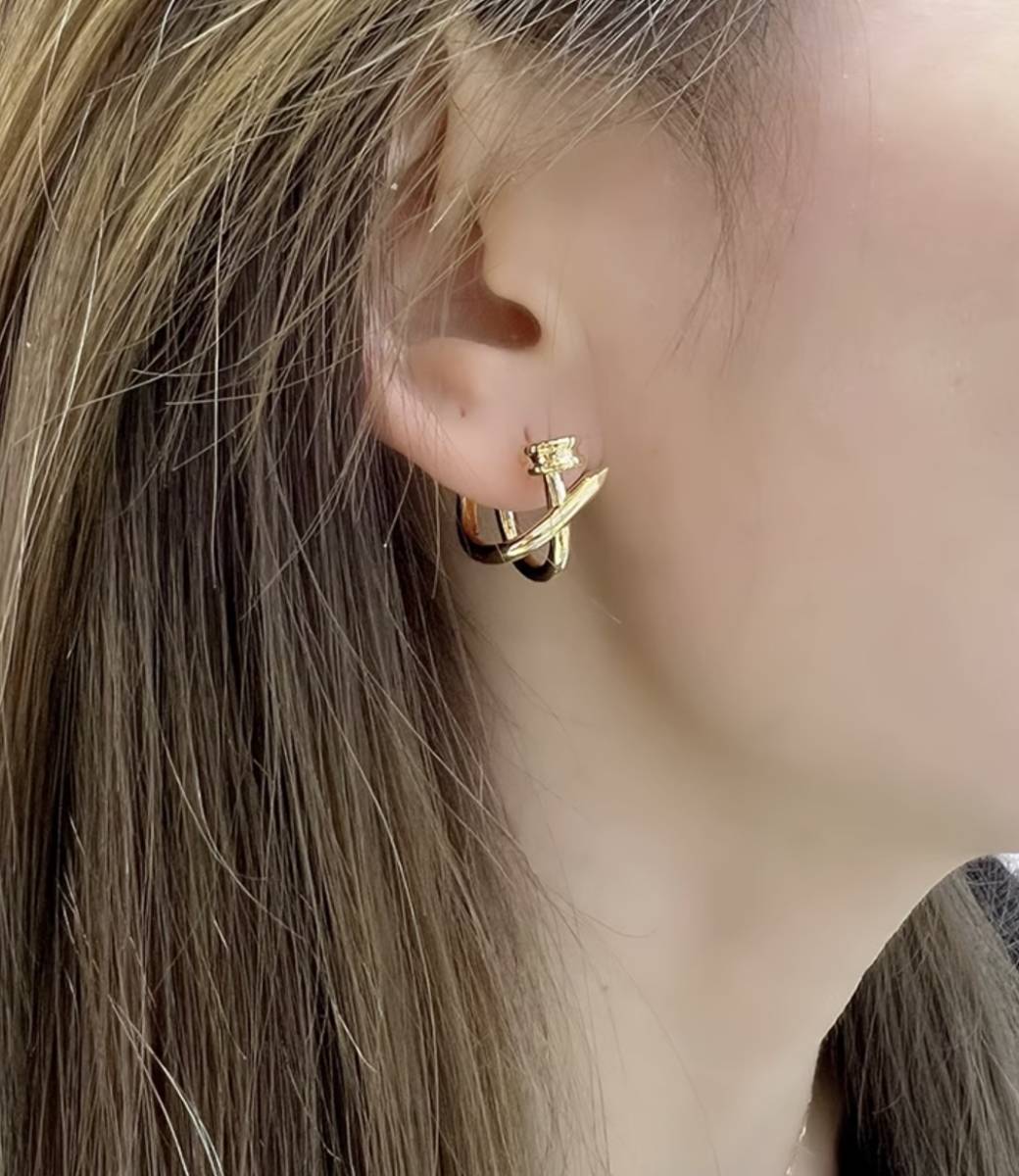 K18YG イエローゴールド 18K ピアス フープピアス リングピアス イタリアンジュエリー 輪っか 釘 釘モチーフ 中空 X - Jewelry Hills Tokyo