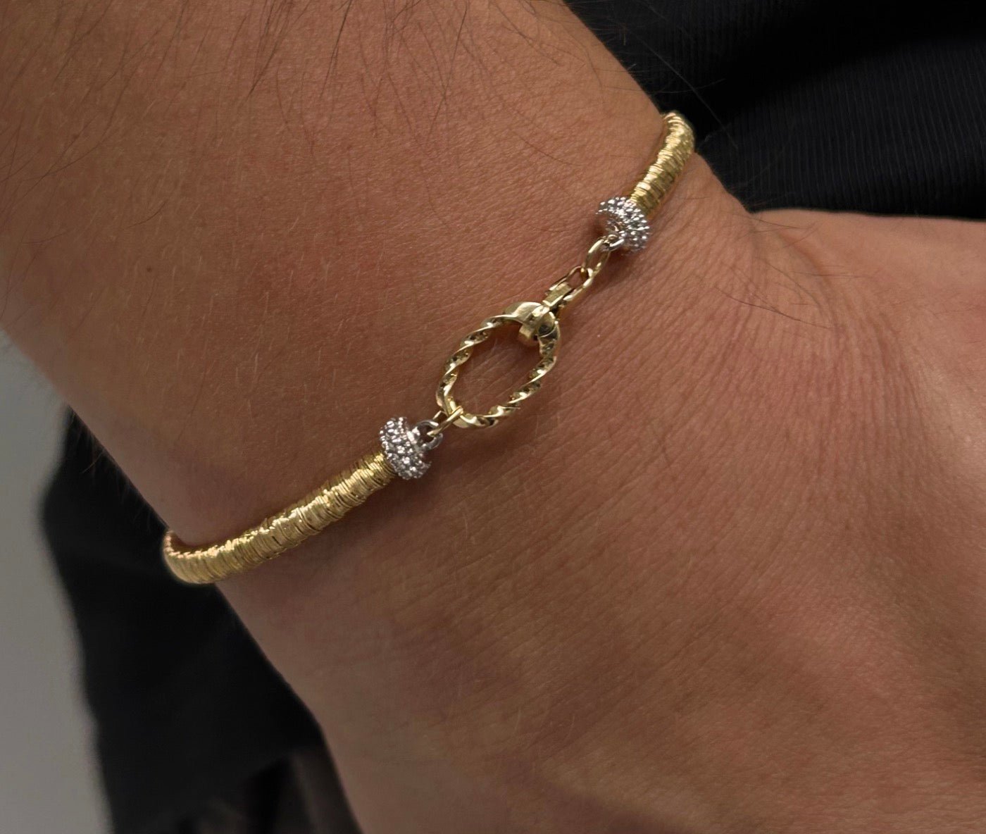 K18YG イエローゴールド オーバル ツイスト パーツ チャーム チェーンパーツ コマ バチカン 18K 開口 YG 繋ぎ ジュエリーパーツ ホルダー - Jewelry Hills Tokyo