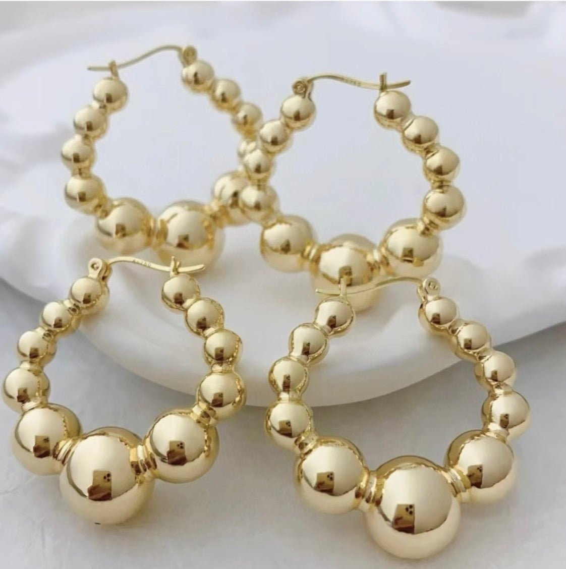 K18YG イエローゴールド 18K フープピアス 金球 ピアス リングピアス 中空ピアス YG 中空 大ぶり ボール ポンデリング サークルリング - Jewelry Hills Tokyo