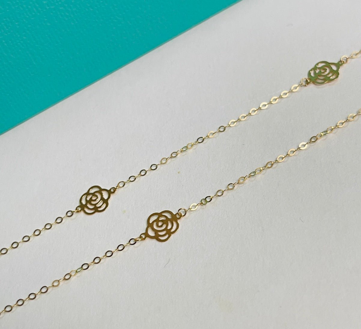 K18YG カメリア ネックレス 18K YG イエローゴールド ステーションネックレス 薔薇 花 45cm - Jewelry Hills Tokyo