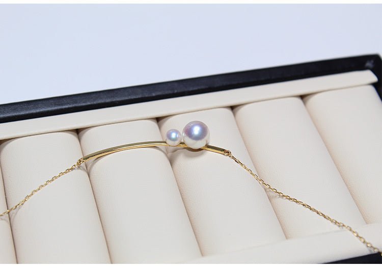 K18YG イエローゴールド あこや真珠 アコヤ ネックレス ペンダント スマイル 2珠 真珠 パール 18K ツインパール 双子 スマイルネックレス - Jewelry Hills Tokyo