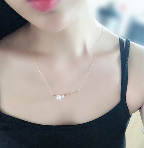 K18YG イエローゴールド あこや真珠 アコヤ ネックレス ペンダント スマイル 2珠 真珠 パール 18K ツインパール 双子 スマイルネックレス - Jewelry Hills Tokyo