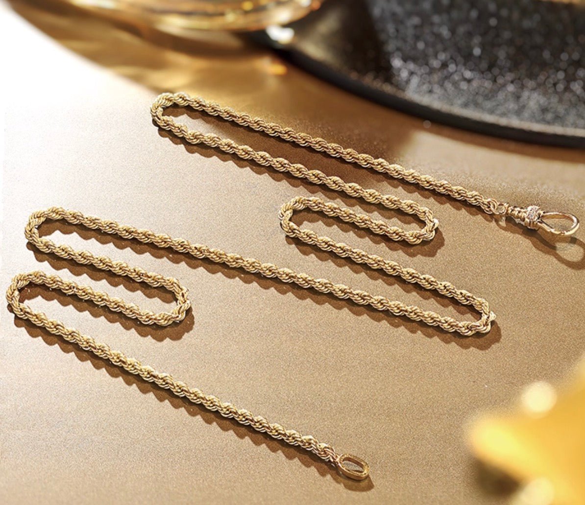 K18YG イエローゴールド ネックレス ロープチェーン 2.7mm ダイヤモンド ダイヤ 太め 太い ツイスト イタリアンジュエリー 18K YG 45cm~ - Jewelry Hills Tokyo