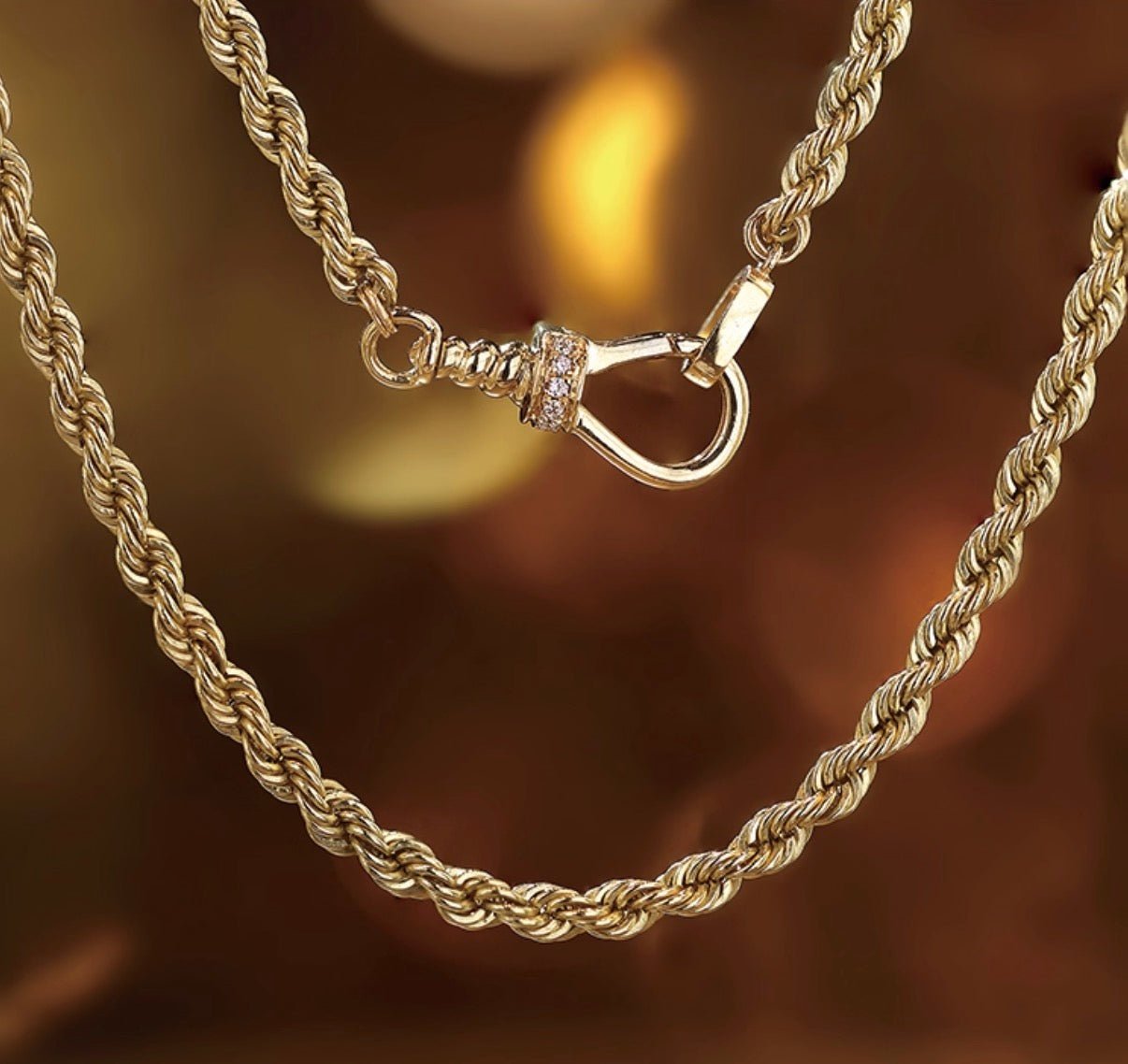 K18YG イエローゴールド ネックレス ロープチェーン 2.7mm ダイヤモンド ダイヤ 太め 太い ツイスト イタリアンジュエリー 18K YG 45cm~ - Jewelry Hills Tokyo