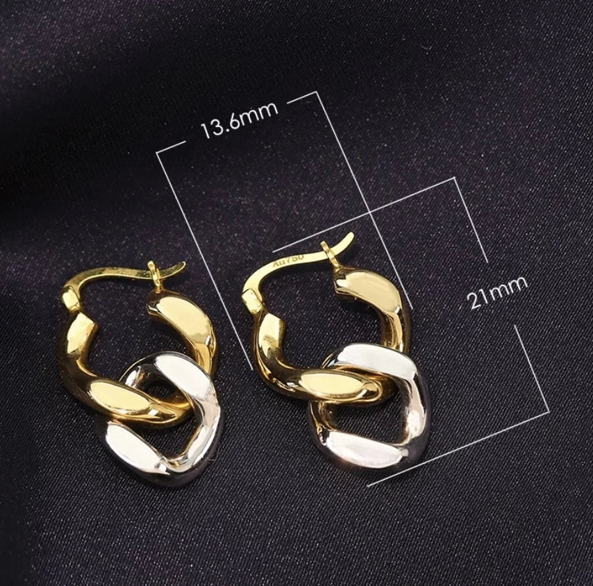 K18YG イエローゴールド フープピアス ピアス リングピアス 中空 喜平チェーン チェーンピアス 2way 18金 18K K18 K18WG ホワイトゴールド イタリアンジュエリー - Jewelry Hills Tokyo