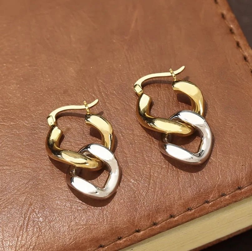 K18YG イエローゴールド フープピアス ピアス リングピアス 中空 喜平チェーン チェーンピアス 2way 18金 18K K18 K18WG ホワイトゴールド イタリアンジュエリー - Jewelry Hills Tokyo
