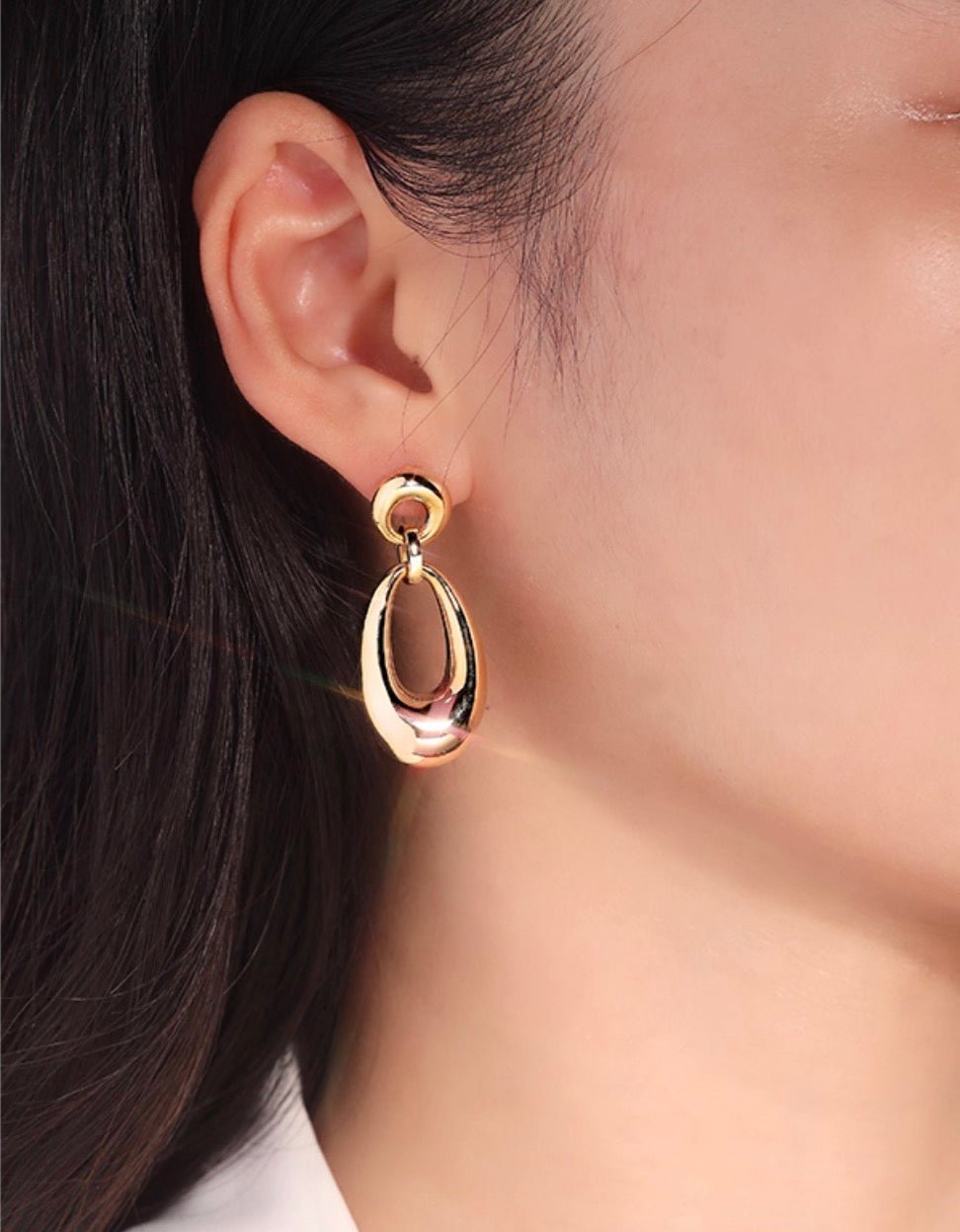 K18YG ドロップピアス 2way オーバル ラウンド チャーム ペンダントトップ ぷっくり 大ぶり 大きめ 18K イエローゴールド 卵型 丸い - Jewelry Hills Tokyo