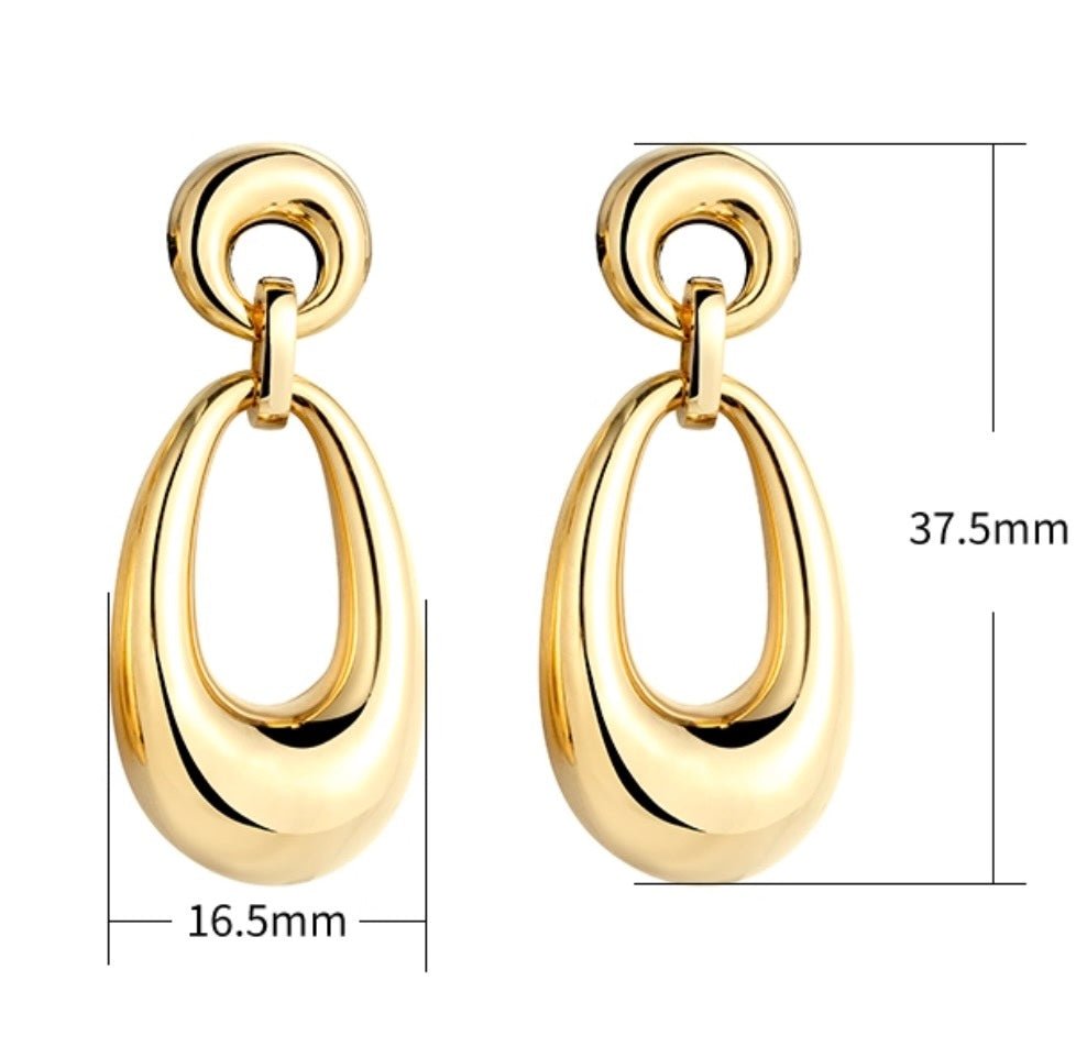 K18YG ドロップピアス 2way オーバル ラウンド チャーム ペンダントトップ ぷっくり 大ぶり 大きめ 18K イエローゴールド 卵型 丸い - Jewelry Hills Tokyo