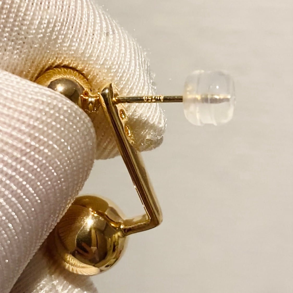 K18YG 2way スタッドピアス ラウンド 金球 球体 ダブル ツイン 双子 中空 イエローゴールド 18K ピアス ボール - Jewelry Hills Tokyo