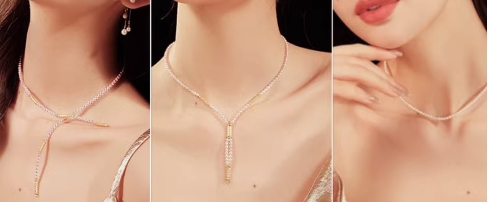 K18YG イエローゴールド あこや真珠 3 - 4mm ロングネックレス 55cm マグネット留め 18金 真珠 パール 18K ベビーあこや ベビーパール ミニパール - Jewelry Hills Tokyo