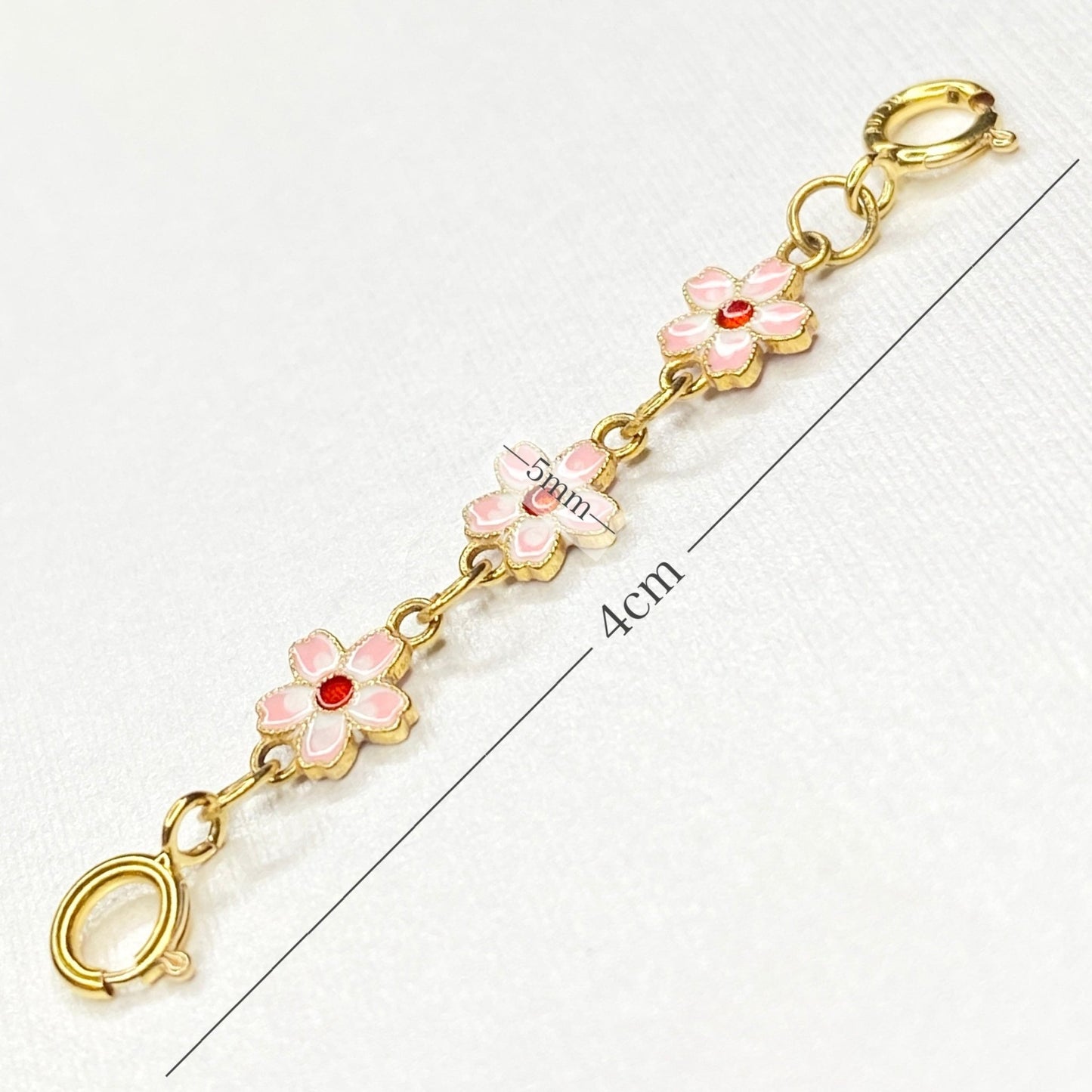 K18YG チェーンパーツ 桜 花 引き輪 ひきわ ヒキワ 5cm アジャスター チェーン伸ばし パーツ チャーム 延長 18K YG - Jewelry Hills Tokyo
