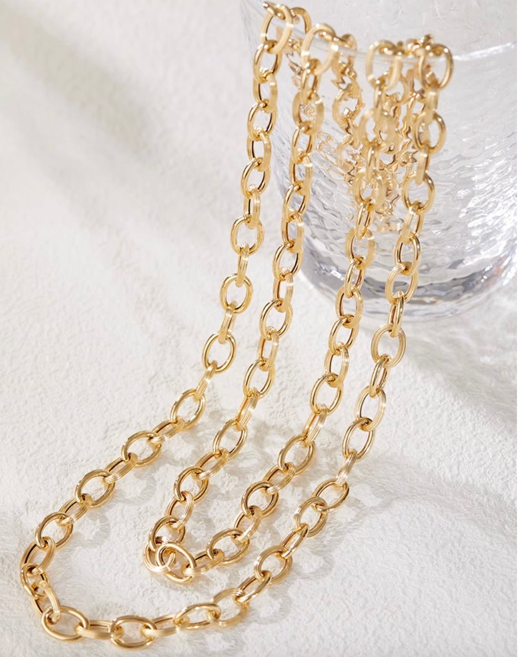 K18YG 8mm ネックレス 45cm~ オーバルチェーン ネックレス 18K オーバル レオンチェーン オーバルチェーン ボリューム 太め 太い メンズ レディース ユニセックス - Jewelry Hills Tokyo