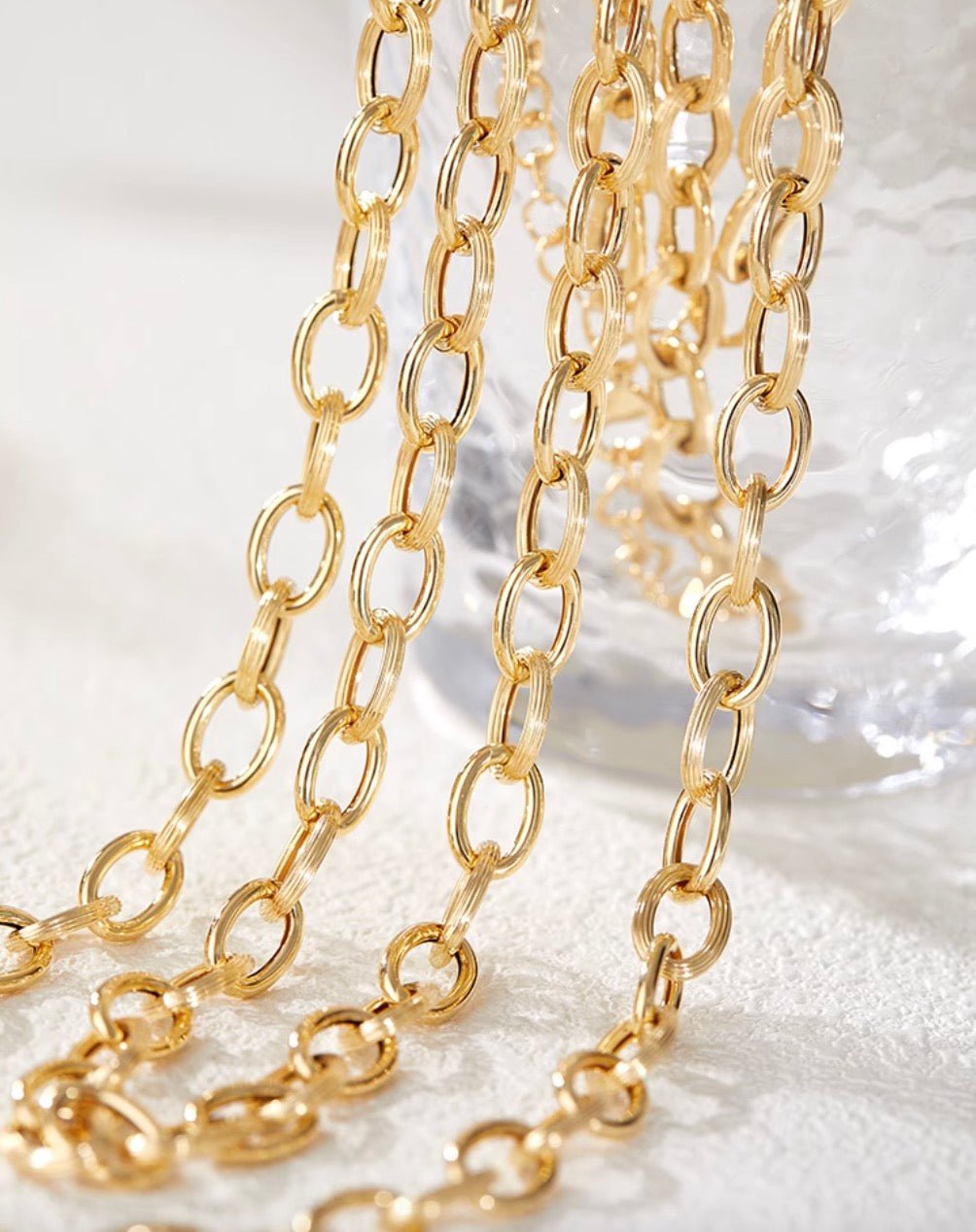 K18YG 8mm ネックレス 45cm~ オーバルチェーン ネックレス 18K オーバル レオンチェーン オーバルチェーン ボリューム 太め 太い メンズ レディース ユニセックス - Jewelry Hills Tokyo