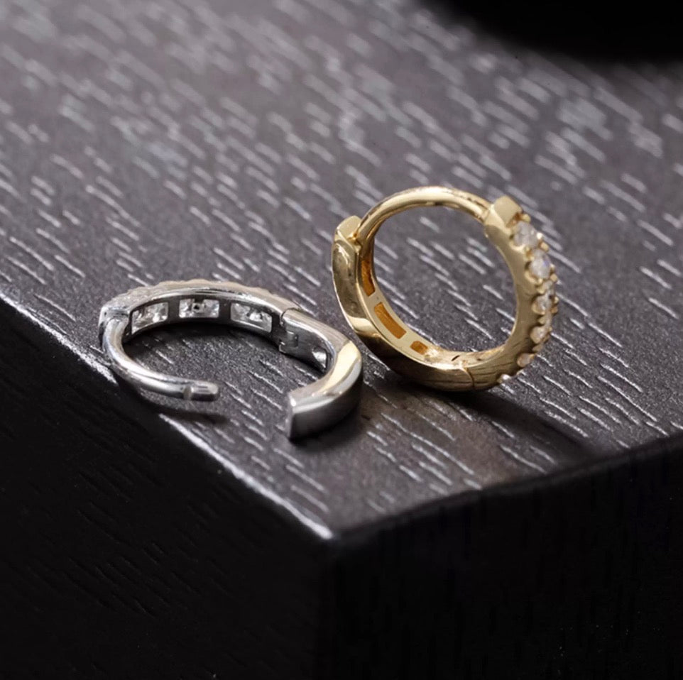K18YG K18WG クリッカー シングルピアス ダイヤモンド バチカン ダイヤ 18K YG イエローゴールド ラウンド 丸 ピアス 片耳 K18 フープピアス メンズ レディース - Jewelry Hills Tokyo