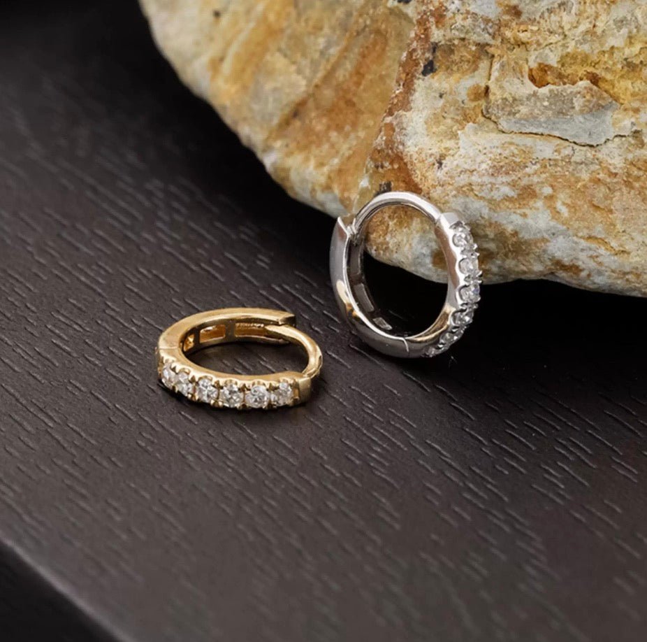K18YG K18WG クリッカー シングルピアス ダイヤモンド バチカン ダイヤ 18K YG イエローゴールド ラウンド 丸 ピアス 片耳 K18 フープピアス メンズ レディース - Jewelry Hills Tokyo