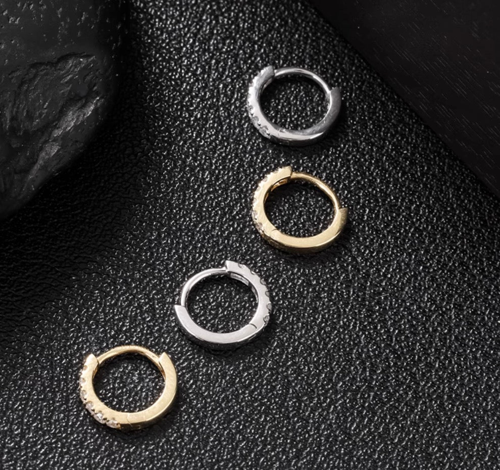 K18YG K18WG クリッカー シングルピアス ダイヤモンド バチカン ダイヤ 18K YG イエローゴールド ラウンド 丸 ピアス 片耳 K18 フープピアス メンズ レディース - Jewelry Hills Tokyo