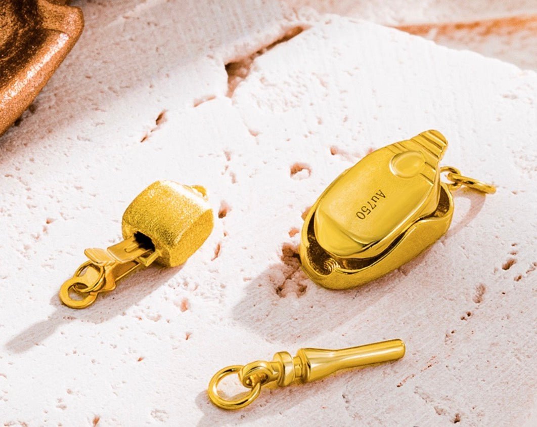 K18YG K18WG 留め金具 オーバル 中留め コネクター パーツ DIY ジュエリーパーツ チェーンパーツ 18K YG WG 繋ぎ ネックレスパーツ ブレスレットパーツ 楕円形 パールパーツ - Jewelry Hills Tokyo