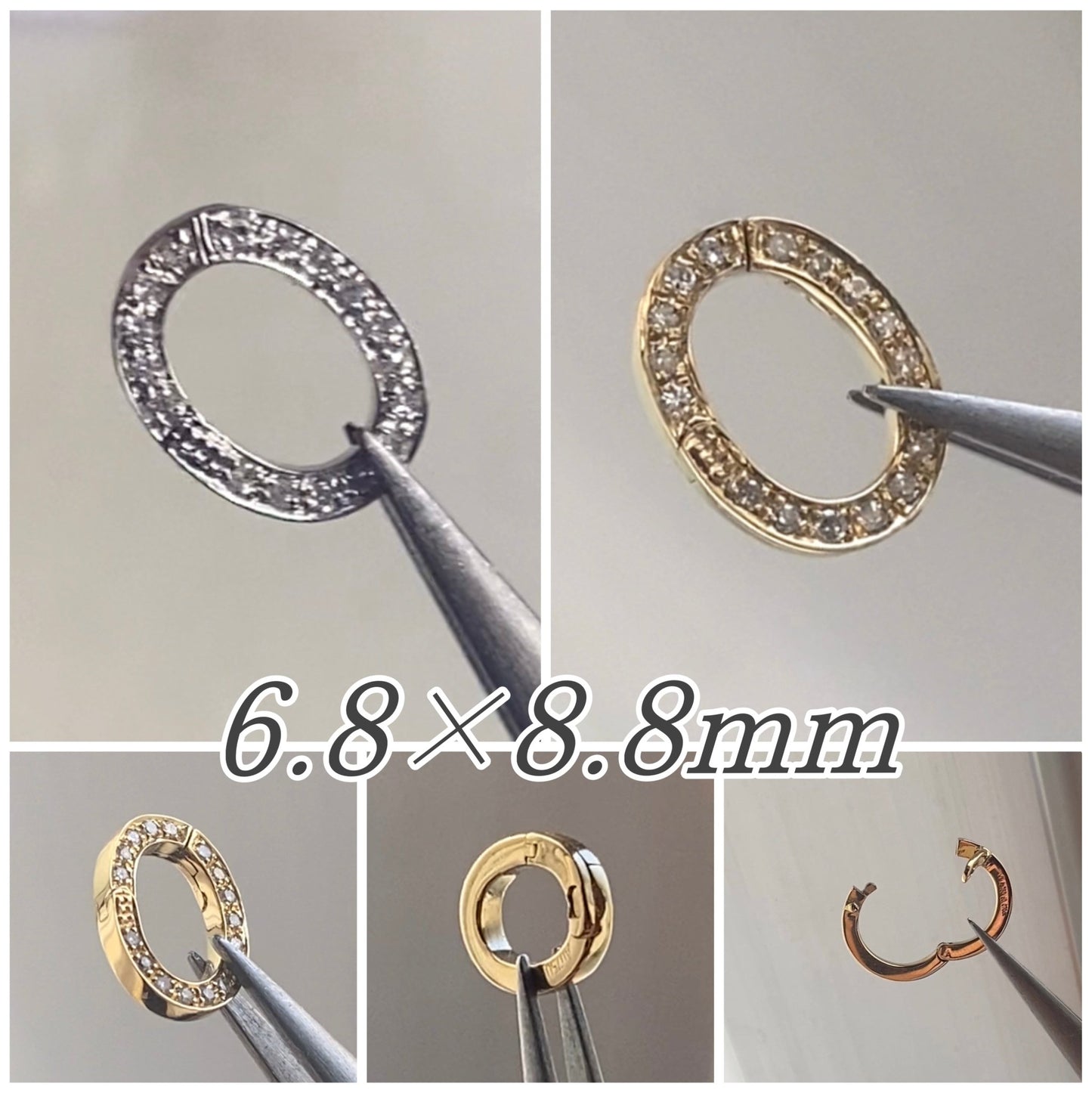 K18YG PG WG パーツ オーバル バチカン チャーム ダイヤ ダイヤモンド クラスプ 開口 繋ぎ 楕円形 - Jewelry Hills Tokyo