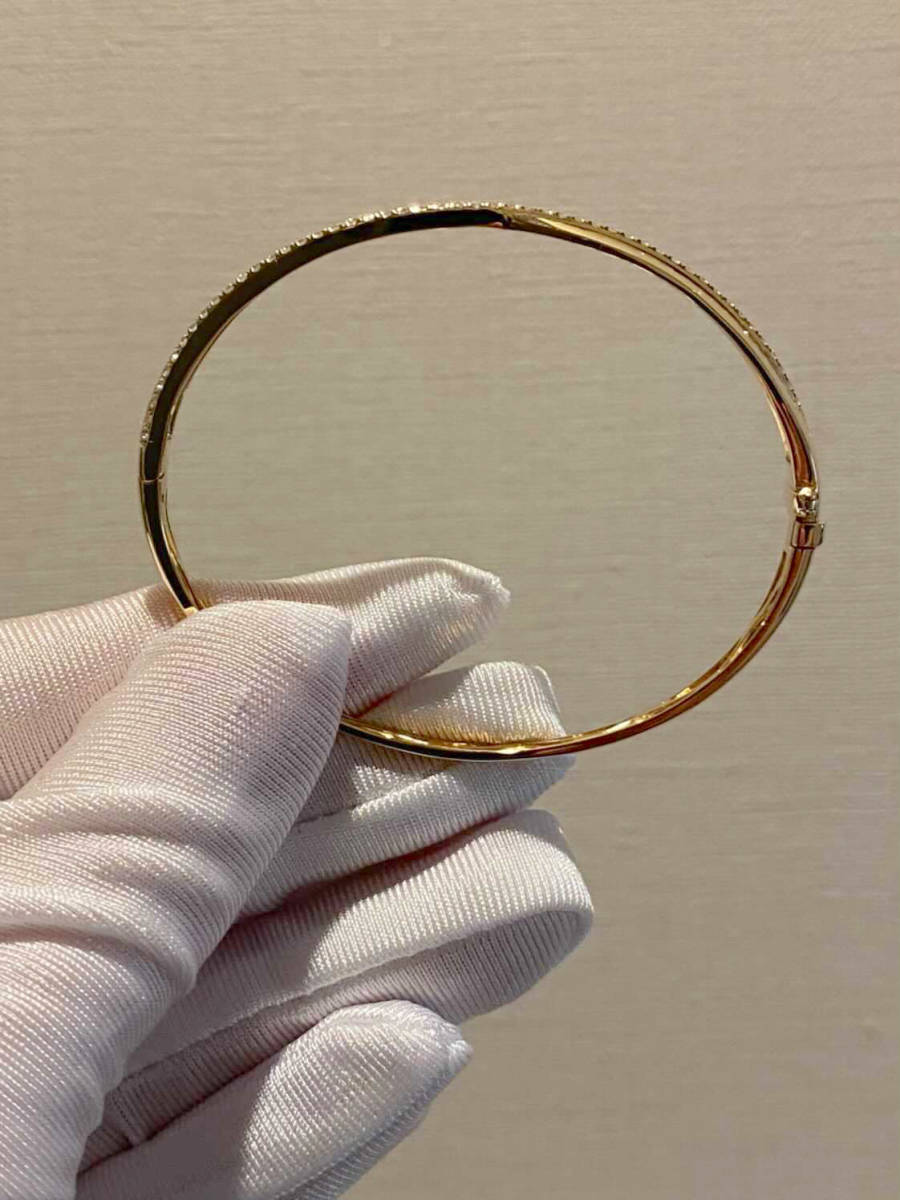 K18YG PG WG ダイヤモンド バングル 華奢 細め ダイヤ X ツイスト オシャレ ウェーブ ツイスト クロス 18K イエローゴールド / K18WG ホワイトゴールド / K18PG ピンクゴールド - Jewelry Hills Tokyo