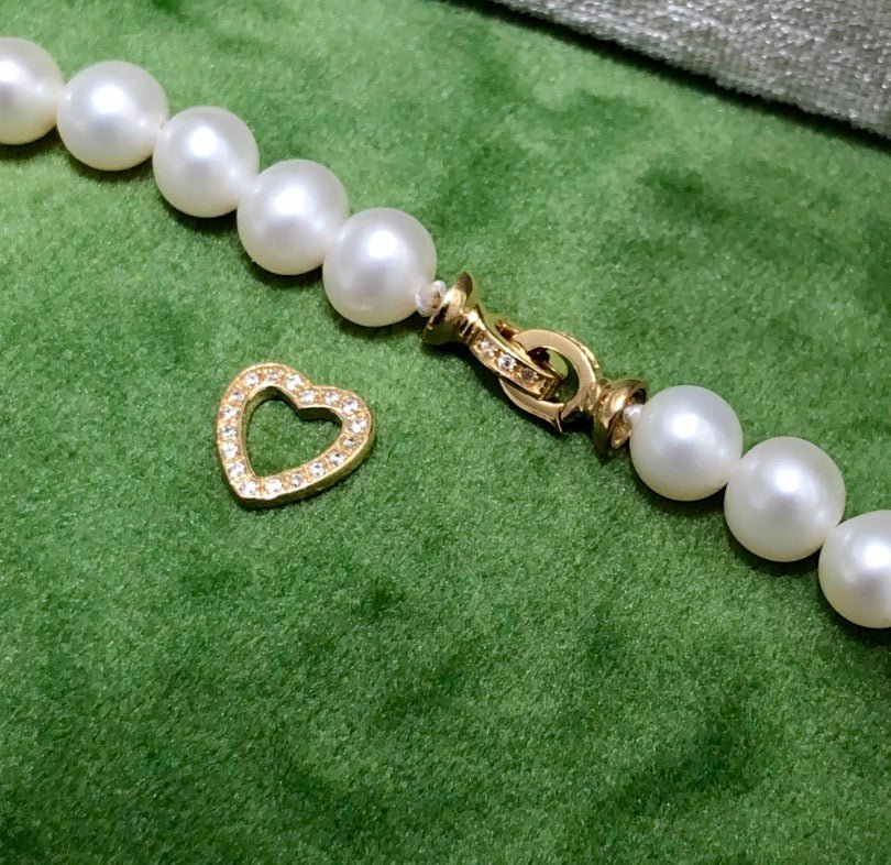 K18YG WG ハート チャーム 18金 ペンダント 留め具 チェーンパーツ コマ 18K 開口 繋ぎ クリッカー ジルコニア ダイヤモンド - Jewelry Hills Tokyo