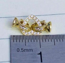 K18YG WG ハート チャーム 18金 ペンダント 留め具 チェーンパーツ コマ 18K 開口 繋ぎ クリッカー ジルコニア ダイヤモンド - Jewelry Hills Tokyo