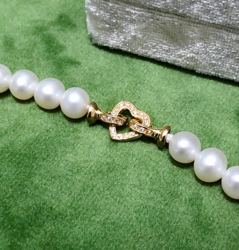K18YG WG ハート チャーム 18金 ペンダント 留め具 チェーンパーツ コマ 18K 開口 繋ぎ クリッカー ジルコニア ダイヤモンド - Jewelry Hills Tokyo