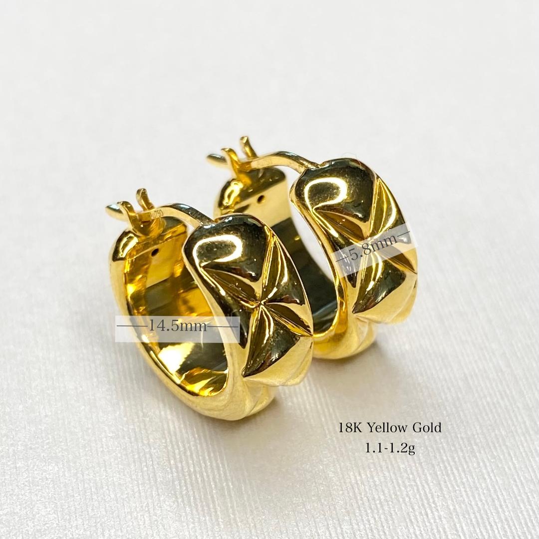 K18YG WG フープピアス 中空ピアス リングピアス イエローゴールド ホワイトゴールド 18金 18K YG 模様 柄 X イタリアンジュエリー - Jewelry Hills Tokyo