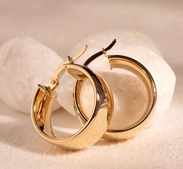 K18YG WG リングピアス 鏡面 イエローゴールド ホワイトゴールド 18K 18金 ピアス 中空ピアス フープピアス 24mm - Jewelry Hills Tokyo