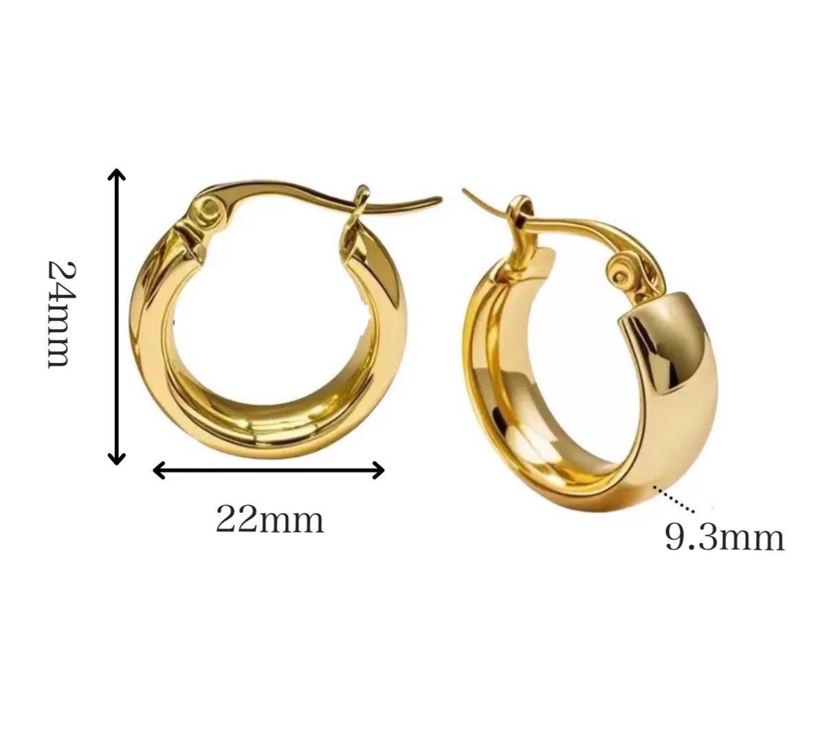 K18YG WG リングピアス 鏡面 イエローゴールド ホワイトゴールド 18K 18金 ピアス 中空ピアス フープピアス 24mm - Jewelry Hills Tokyo