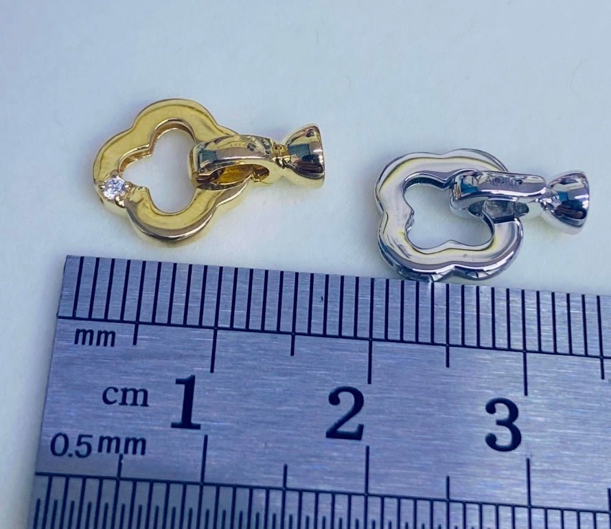 K18YG WG クローバー 四ツ葉 18K イエローゴールド 18金 チャーム ネックレスパーツ 留め具 留め金具 クリッカー クラスプ コマ パーツ - Jewelry Hills Tokyo