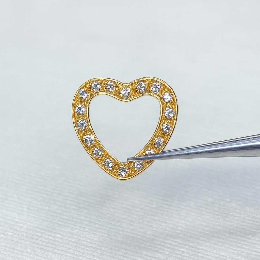 天然ダイヤモンド K18YG WG ハート 18K イエローゴールド 18金 チャーム ネックレスパーツ ペンダントパーツ コマ パーツ ミニ 小 - Jewelry Hills Tokyo
