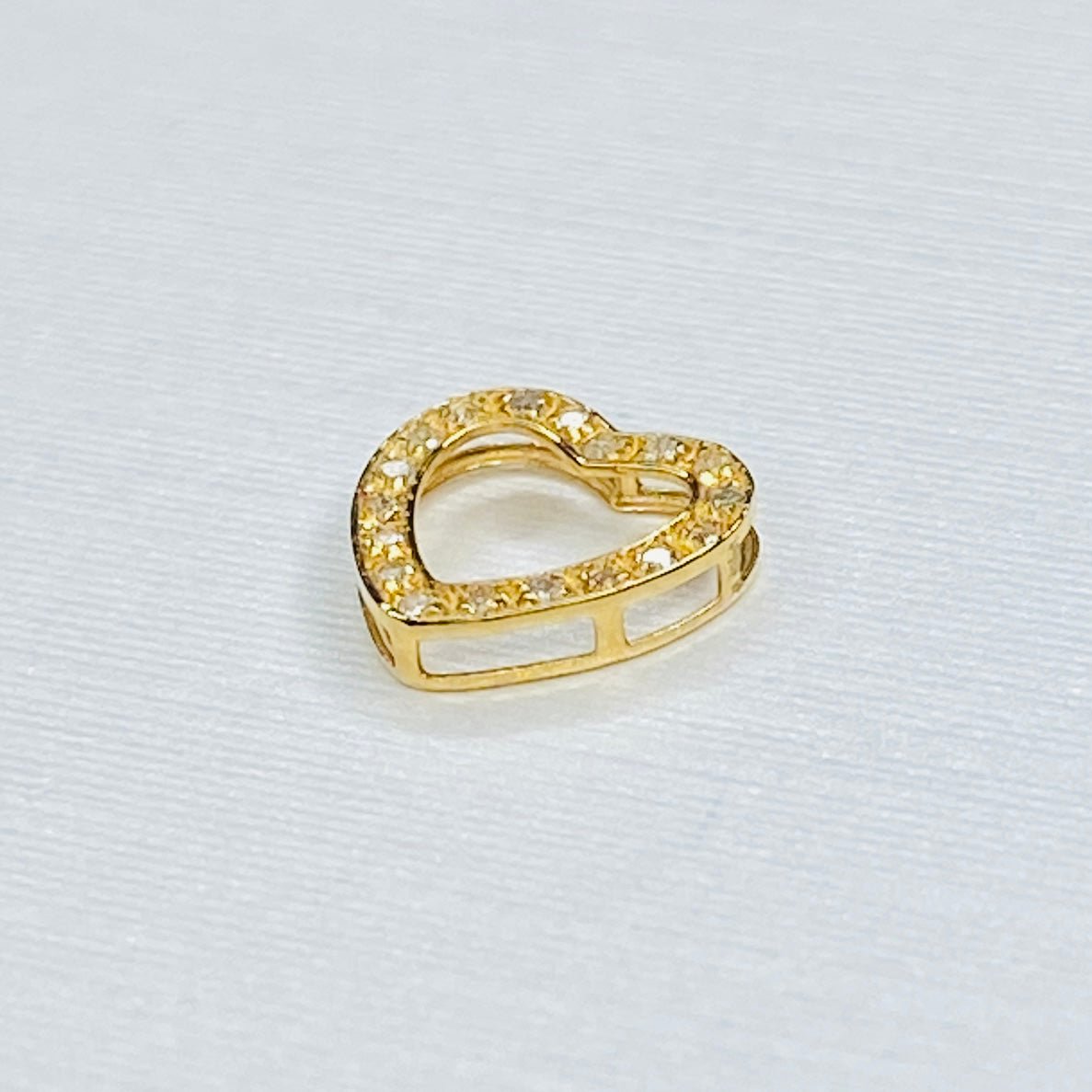 天然ダイヤモンド K18YG WG ハート 18K イエローゴールド 18金 チャーム ネックレスパーツ ペンダントパーツ コマ パーツ ミニ 小 - Jewelry Hills Tokyo