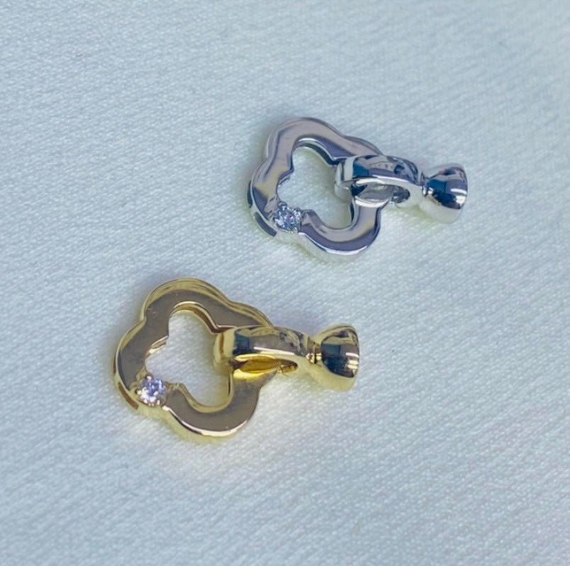 K18YG WG クローバー 四ツ葉 18K イエローゴールド 18金 チャーム ネックレスパーツ 留め具 留め金具 クリッカー クラスプ コマ パーツ - Jewelry Hills Tokyo