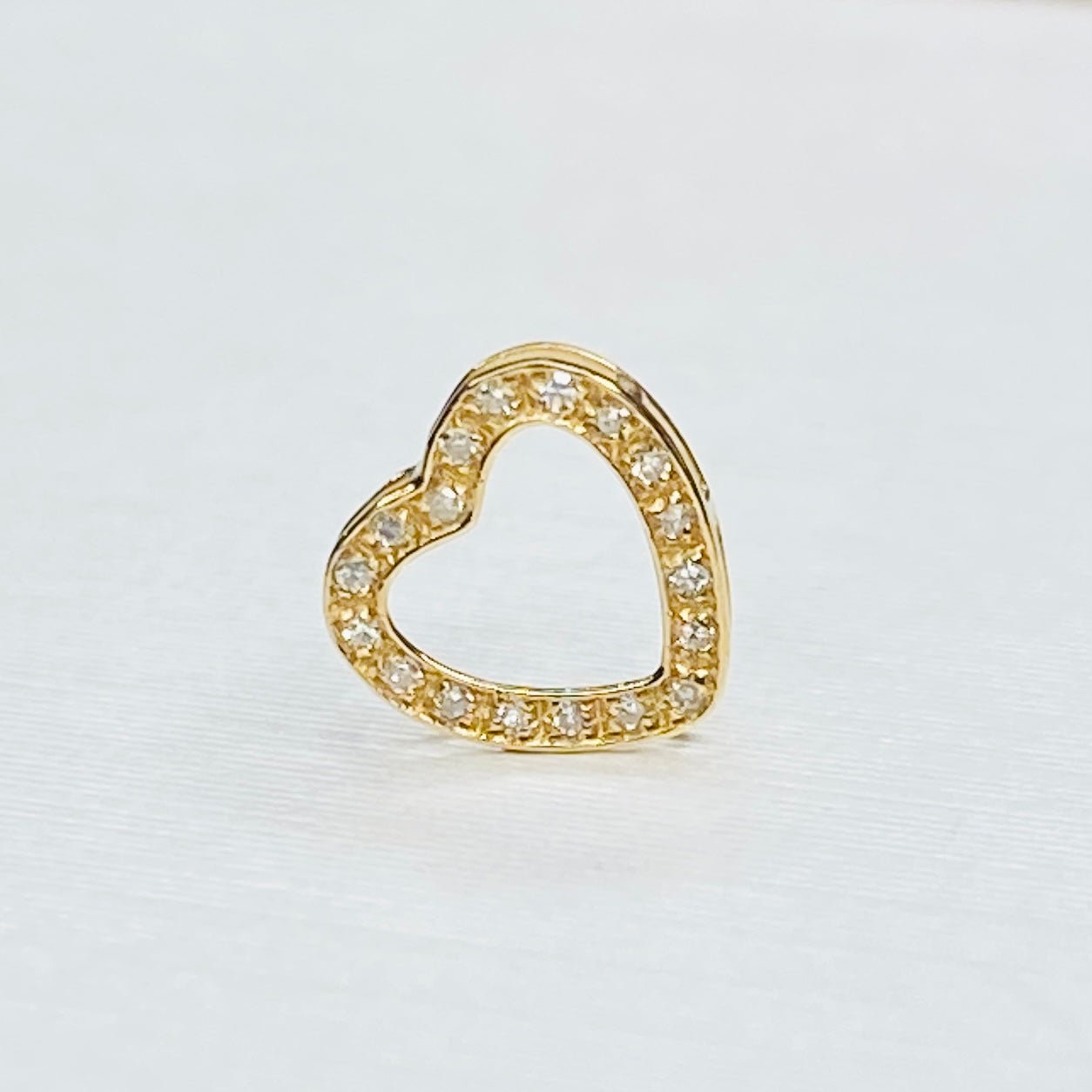 天然ダイヤモンド K18YG WG ハート 18K イエローゴールド 18金 チャーム ネックレスパーツ ペンダントパーツ コマ パーツ ミニ 小 - Jewelry Hills Tokyo
