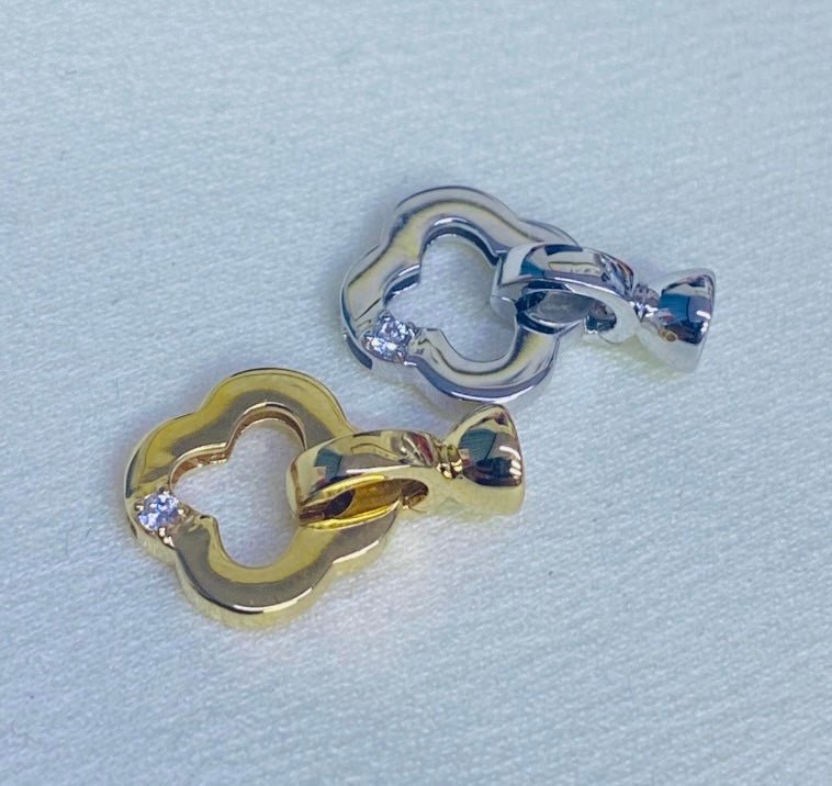K18YG WG クローバー 四ツ葉 18K イエローゴールド 18金 チャーム ネックレスパーツ 留め具 留め金具 クリッカー クラスプ コマ パーツ - Jewelry Hills Tokyo
