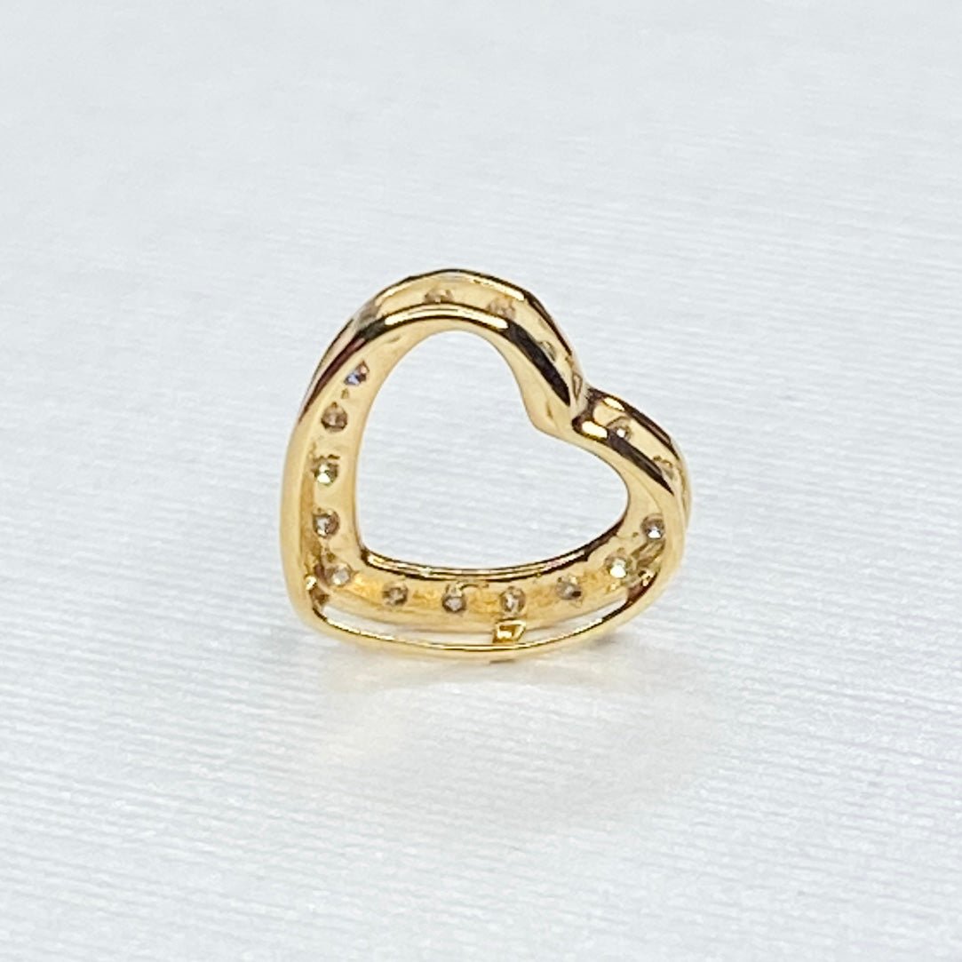 天然ダイヤモンド K18YG WG ハート 18K イエローゴールド 18金 チャーム ネックレスパーツ ペンダントパーツ コマ パーツ ミニ 小 - Jewelry Hills Tokyo