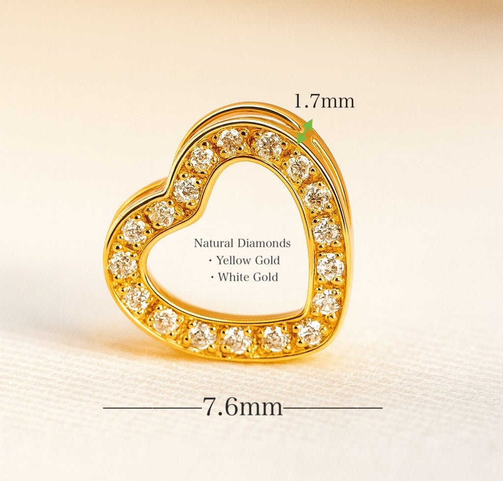 天然ダイヤモンド K18YG WG ハート 18K イエローゴールド 18金 チャーム ネックレスパーツ ペンダントパーツ コマ パーツ ミニ 小 - Jewelry Hills Tokyo