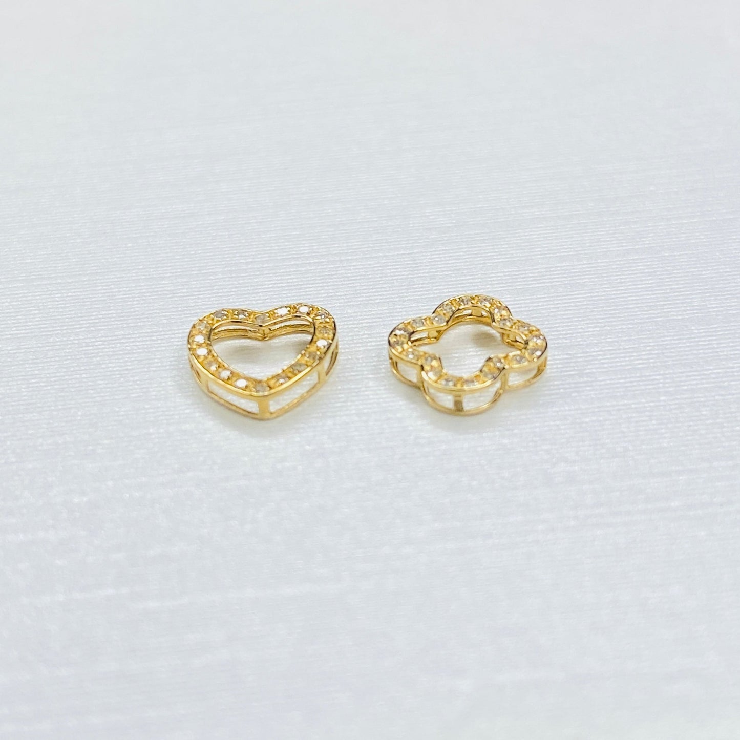 天然ダイヤモンド K18YG WG ハート 18K イエローゴールド 18金 チャーム ネックレスパーツ ペンダントパーツ コマ パーツ ミニ 小 - Jewelry Hills Tokyo
