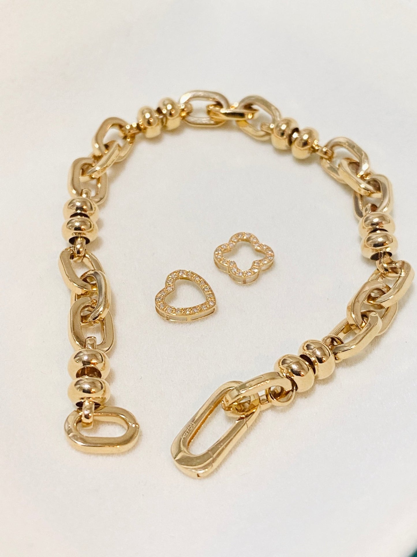 天然ダイヤモンド K18YG WG ハート 18K イエローゴールド 18金 チャーム ネックレスパーツ ペンダントパーツ コマ パーツ ミニ 小 - Jewelry Hills Tokyo