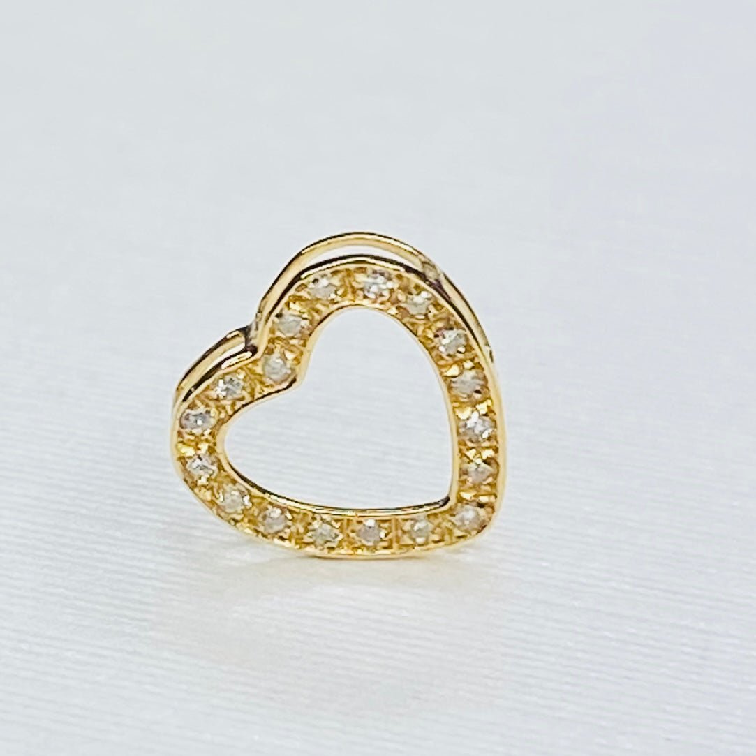 天然ダイヤモンド K18YG WG ハート 18K イエローゴールド 18金 チャーム ネックレスパーツ ペンダントパーツ コマ パーツ ミニ 小 - Jewelry Hills Tokyo