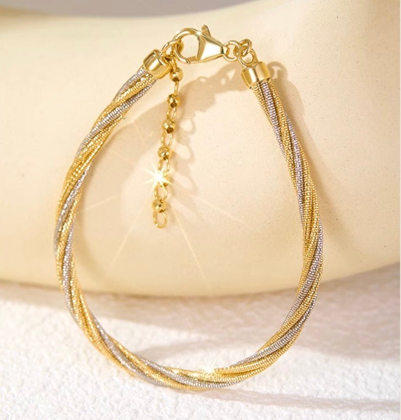 K18YG WG ツイスト ブレスレット 18K ツートン ロープチェーン K18YG WG ツイスト ブレスレット 18K ツートン ロープチェーン ブレス