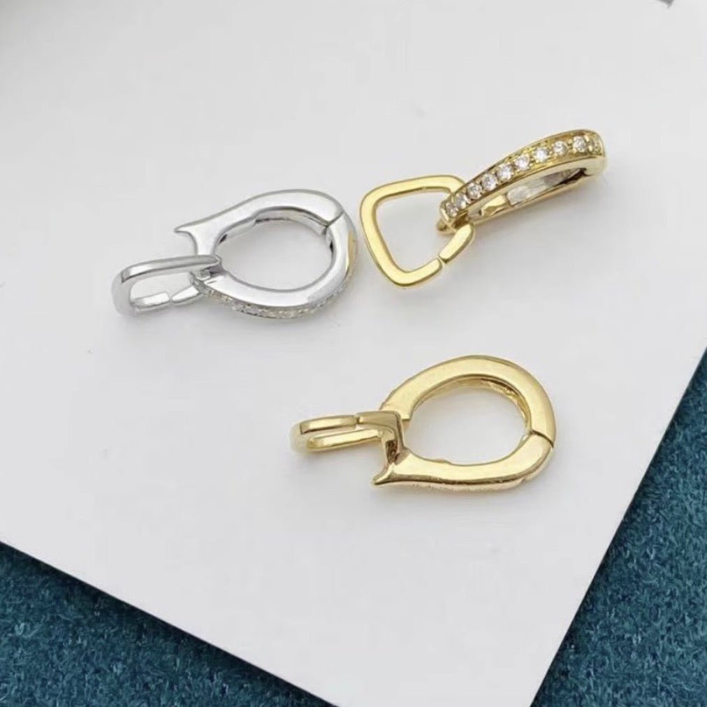 18k gold pendant bail charm clasp diamond