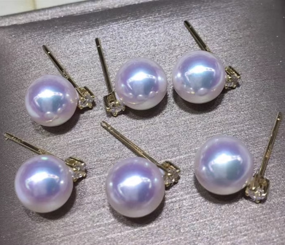 K18YG WG あこや真珠 ピアス スタッドピアスシンプル 真珠 パール 18K ワンポイント WG ホワイトゴールド イエローゴールド akoya pearl - Jewelry Hills Tokyo
