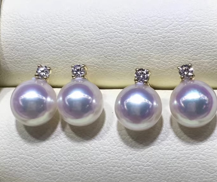 K18YG WG あこや真珠 ピアス スタッドピアスシンプル 真珠 パール 18K ワンポイント WG ホワイトゴールド イエローゴールド akoya pearl - Jewelry Hills Tokyo