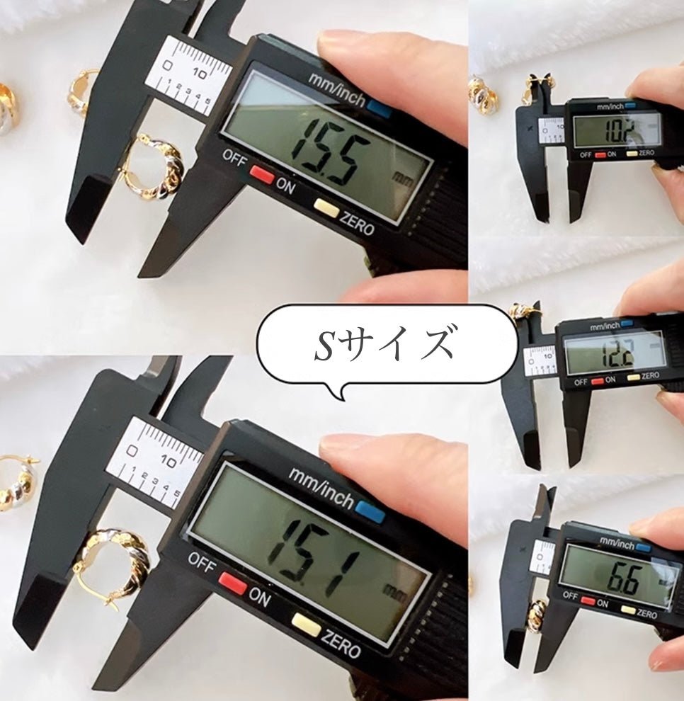 K18YG WG ツイスト ピアス ボリューム 太め 中空ピアス イエローゴールド ホワイトゴールド ねじり ラウンド 丸 円形 ツインカラー ダブルカラー 2色 - Jewelry Hills Tokyo