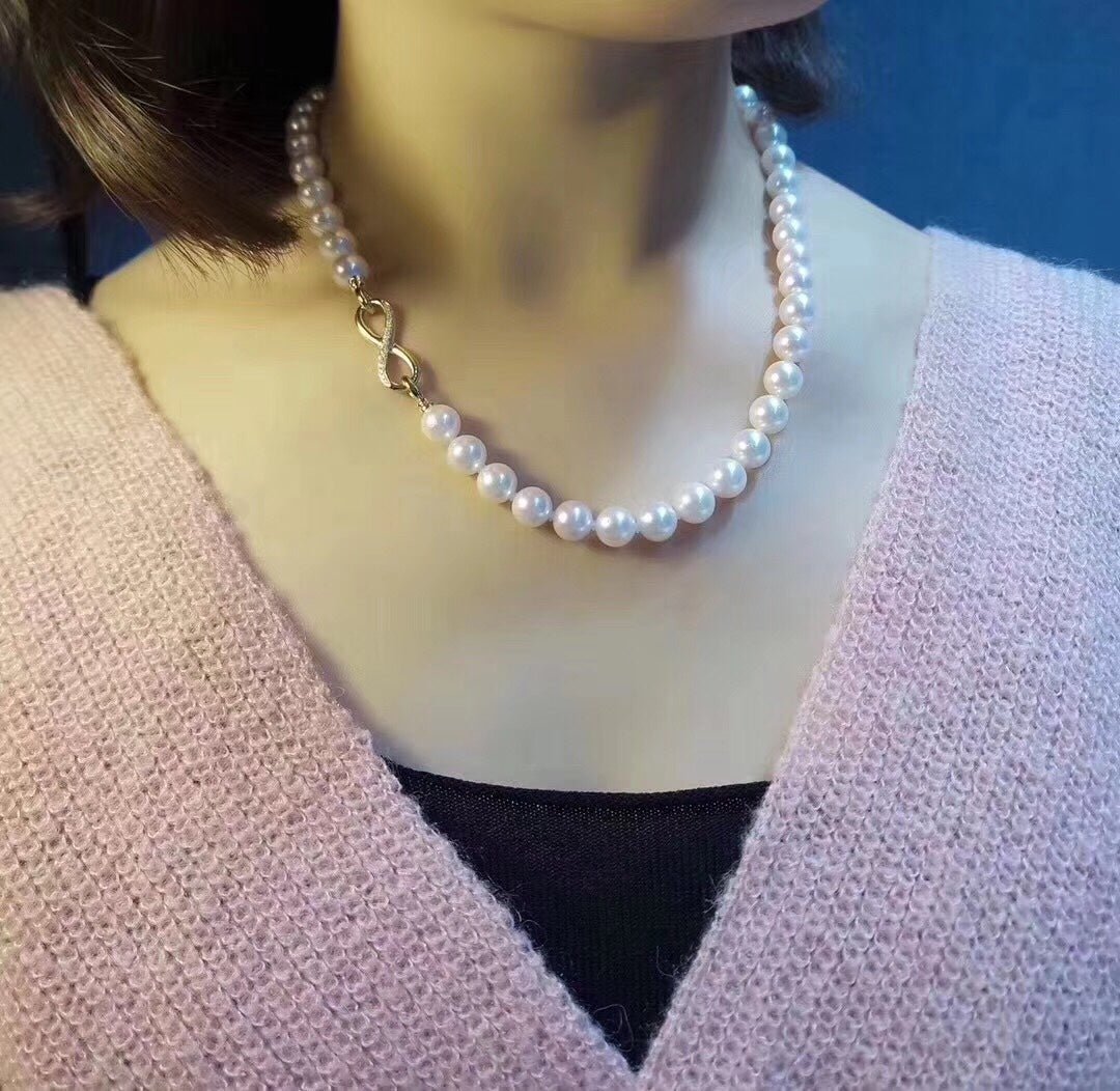 K18YG WG ジュエリーパーツ クラスプ チャーム 繋ぎ ネックレス用 8 8の字 インフィニティ パール用 パール繋ぎ 18K コネクター - Jewelry Hills Tokyo
